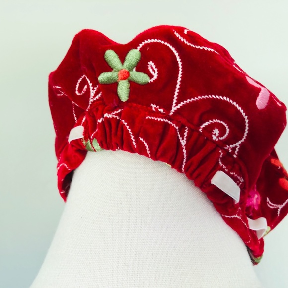 Velvet Embroidered Baby Hat 6 to 12 Months Red Cap The Childrens Place - Picture 3 of 4
